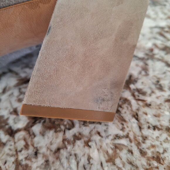 Vince Suede Sandal Block Heel Slip On  Gray‎ Open Toe  size 6.5 US - Picture 7 of 10